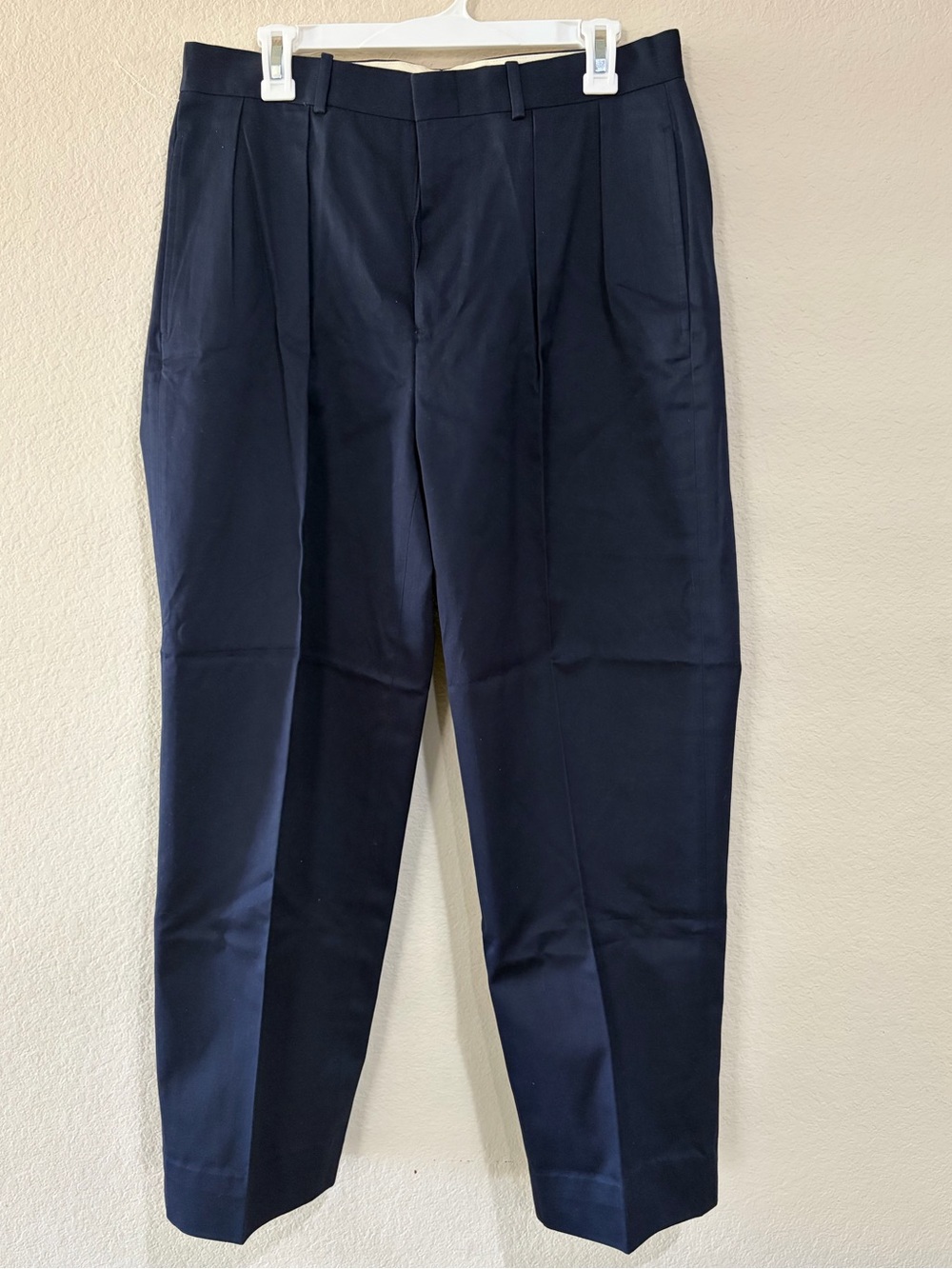 Polo Ralph Lauren Mens 33 Navy Pleated Pants Made Italy 100% Cotton Vintage
